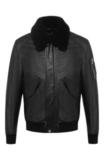 Кожаный бомбер с меховой отделкой воротника Belstaff