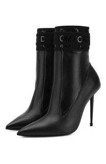 Кожаные ботильоны Logomania на шпильке Tom Ford