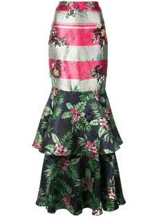 floral print maxi peplum skirt Patbo