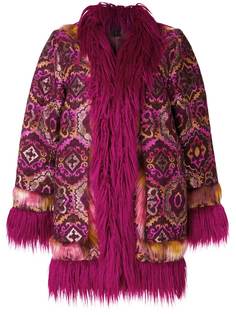 пальто с драпировкой и вышивкой Anna Sui