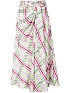 клетчатая юбка с декоративным узлом спереди Prabal Gurung