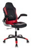 Кресло игровое БЮРОКРАТ Viking-1, на колесиках, искусственная кожа, черный [viking-1/bl+red]