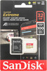 Карта памяти microSDHC UHS-I SANDISK Extreme 32 ГБ, 80 МБ/с, Class 10, SDSQXAF-032G-GN6MA, 1 шт., переходник SD