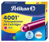 Картридж Pelikan INK 4001 TP/6 (321075) розовые чернила для ручек перьевых (6шт) Пеликан
