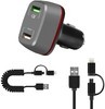 Автомобильное зарядное устройство DF Auto Tor-03, 2xUSB, 8-pin Lightning (Apple)/microUSB, 3A, черный