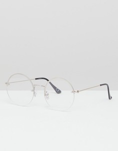 Круглые очки с прозрачными стеклами ASOS DESIGN - Серебряный