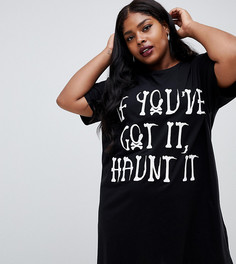 Футболка для сна в стиле Хэллоуина с надписью If youve got it haunt it ASOS DESIGN Curve - Черный