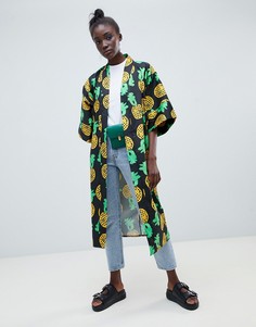 Длинное кимоно с принтом ананасов ASOS Made In Kenya - Мульти