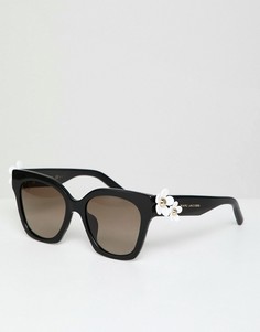Квадратные солнцезащитные очки с цветочной отделкой Marc Jacobs - Черный