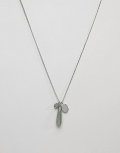 Ожерелье с зеленым камнем Dyrberg/Kern lennox - Серебряный