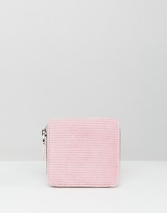 Розовый вельветовый бумажник на молнии Monki - Розовый