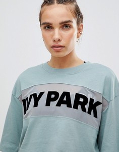 Укороченная футболка с полупрозрачной вставкой Ivy Park - Синий