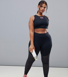 Леггинсы с сетчатыми вставками на коленях ASOS 4505 Curve - Черный