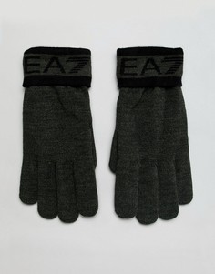 Перчатки цвета хаки с логотипом EA7 - Зеленый