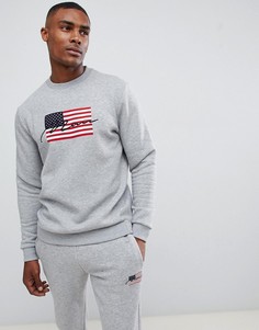Серый свитшот с американским флагом boohooMAN - Серый