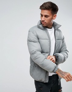 Серая дутая куртка Pull&Bear - Серый Pull&;Bear