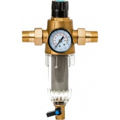 Фильтр 3/4, для холодной воды, с прямой промывкой, с манометром, d65 гейзер бастион 7508075233 32680