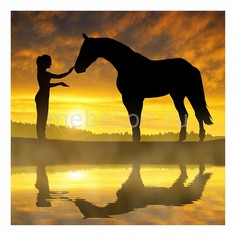 Панно (50х50 см) Девушка и лошадь 134691804 Ekoramka