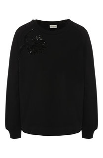 Хлопковый пуловер с декоративной отделкой Dries Van Noten