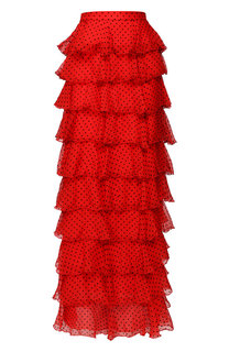 Шелковая юбка-макси с оборками Rodarte