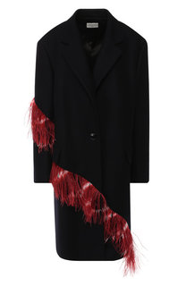 Шерстяное пальто с перьевой отделкой Dries Van Noten