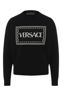 Шерстяной пуловер с логотипом бренда Versace