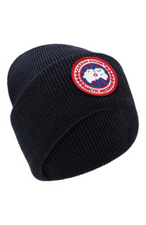 Шерстяная вязаная шапка с логотипом бренда Canada Goose