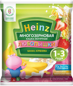 Каша Heinz Heinz Любопышки молочная многозерновая йогуртная банан, клубника (с 12 месяцев) 30 г, 1шт.