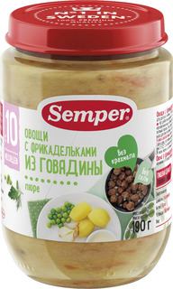 Пюре Semper Semper Овощи с фрикадельками из говядины (с 10 месяцев) 190 г, 1шт.