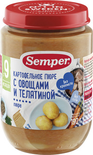 Пюре Semper Semper Картофельное пюре с овощами и телятиной (с 9 месяцев) 190 г, 1шт.