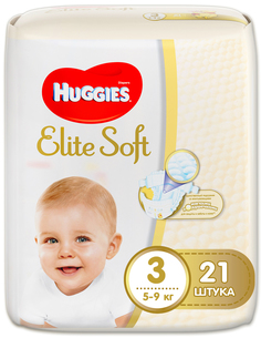 Подгузники Huggies Elite Soft 3 (5-9 кг) 21 шт., 1шт.