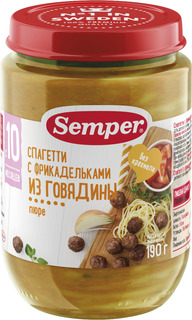 Пюре Semper Semper Спагетти с фрикадельками из говядины (с 10 месяцев) 190 г, 1шт.