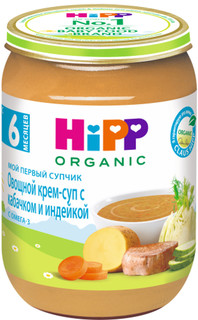 Крем-суп HiPP Овощной с кабачком и индейкой с 6 мес. 190 г, 1шт.