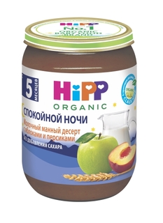 Каша HiPP HiPP Молочная манная с яблоками и персиками (с 5 месяцев) 190 г, 1шт.