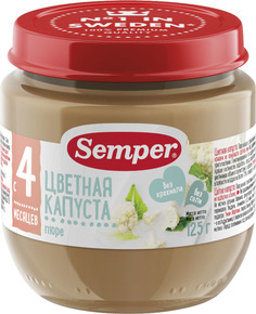 Пюре Semper Semper Цветная капуста (с 4 месяцев) 125 г, 1шт.