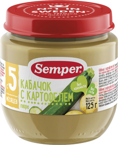 Пюре Semper Semper Кабачок с картофелем (с 5 месяцев) 125 г, 1шт.