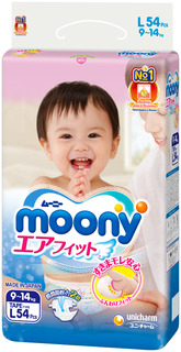 Подгузники Moony L (9-14 кг.) 54 шт., 1шт.