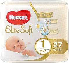 Подгузники Huggies Elite Soft 1 (до 5 кг) 27 шт., 1шт.