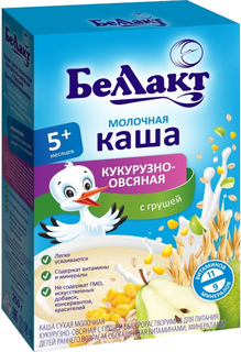 Каша Беллакт молочная кукурузно-овсяная с грушей (с 5 месяцев) 250 г, 1шт.