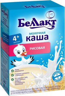 Каша Беллакт молочная рисовая (с 4 месяцев) 200 г, 1шт.
