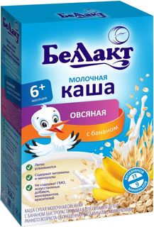 Каша Беллакт молочная овсяная с бананом (с 6 месяцев) 250 г, 1шт.