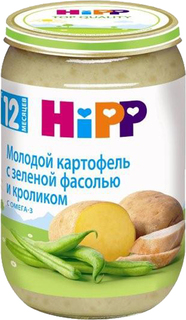 Пюре HiPP HiPP Молодой картофель с зеленой фасолью и кроликом (с 12 месяцев) 220 г, 1шт.