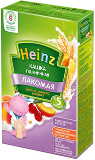 Каша Heinz Heinz Лакомая молочная пшеничная персик, абрикос, вишенка (с 5 месяцев) 200 г, 1шт.