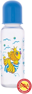 Бутылочка для кормления Курносики Золотая рыбка с силиконовой соской 0+ 250 мл, 1шт.
