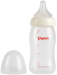 Бутылочка Pigeon Peristaltic Plus широкое горлышко с силиконовой соской M с 3 мес., 240 мл., 1шт.
