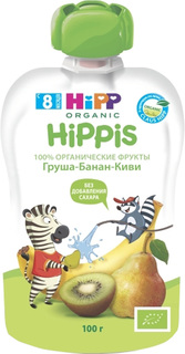 Детское пюре HiPP «Hippis» Груша, банан, киви с 8 мес. 100 г (пауч), 1шт.