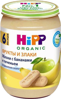 Пюре HiPP HiPP Яблоки с бананами и печеньем (с 6 месяцев) 190 г, 1шт.