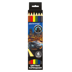 Цветные карандаши SchoolФормат World of Speed 6 цв КЦ06-МСШ, 1шт.