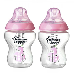 Набор бутылочек Tommee Tippee медленный поток 2 шт. 260 мл розовый, 1шт.