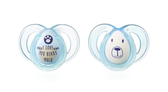 Tommee Tippee Пустышки сликоновые Tommee Tippee ночные «Весёлые животные» с 6 мес. 2 шт. с голубым колечком, 1шт.
